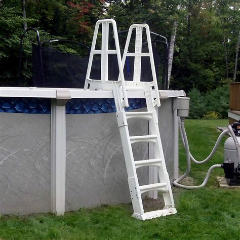 Vinyl Works Ladder with Barrier for Swimming Pools 48 56" Tall, White
