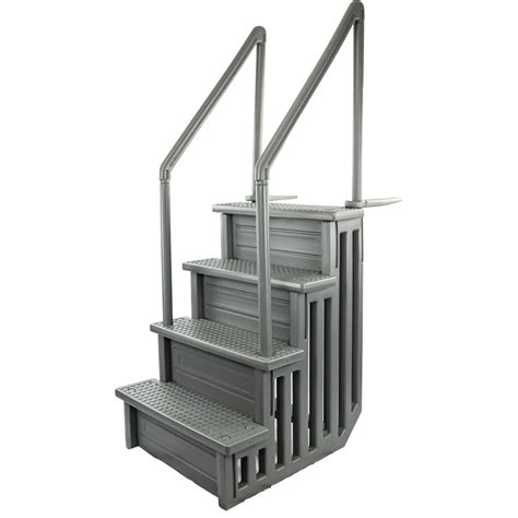 Aqua Select® AntiSlip Pool Steps with Grey Steps and Outside FlipUp