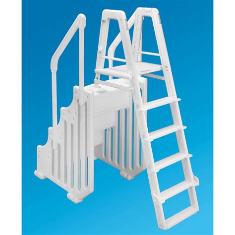 Exterior Pretty Ocean Blue Above Ground Pool Ladders from The Right