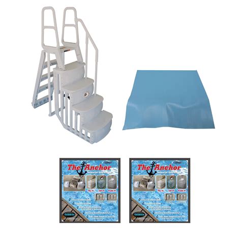 Main Access 200100T Above Ground Pool Ladder Steps w/ Mat Pad + 2 Sand