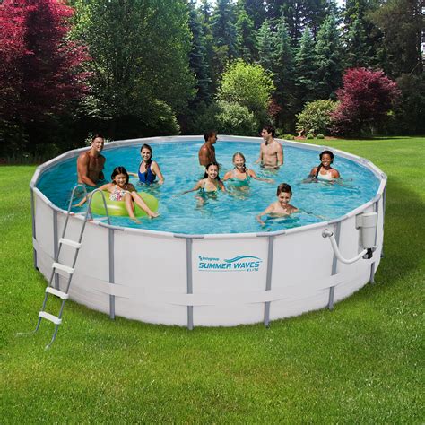 Summer Waves 15ft Round 48" Deep Metal Frame Swimming Pool Package