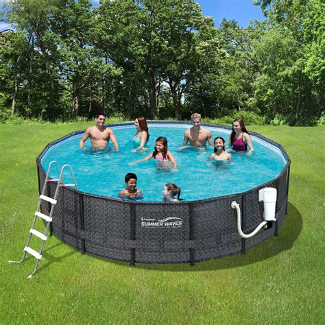 Summer Waves 15ft Round 48" Deep Metal Frame Swimming Pool Package