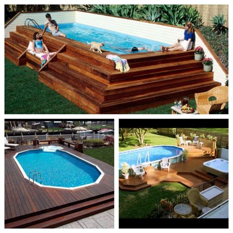 Pool and spa with step down deck area in stamped overlay concrete with