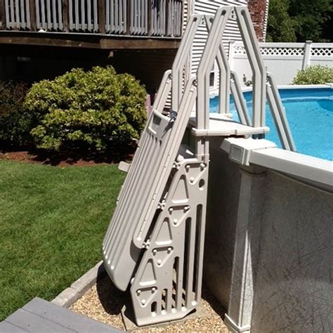 Vinyl Works AF 24 Inch Gated Entry Above Ground Pool Ladder, Taupe