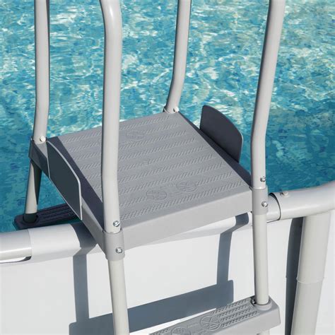 Splash Pools 52in Aluminum Pool Deck Ladder with Hand Rail at