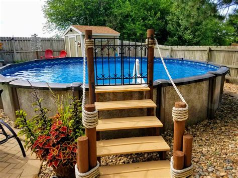 Steps to above ground pool. In ground pools, Above ground pool
