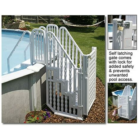 Vinyl Works AF Adjustable 24 Inch Gated Entry Above Ground Pool Ladder