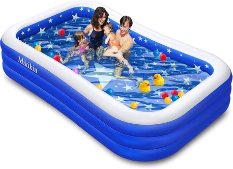 Play Day 10' Deluxe Inflatable Family Pool, Blue and White Walmart